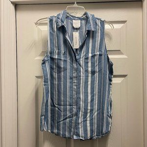 Harper Heritage Striped Linen Collared Tank (NWT)